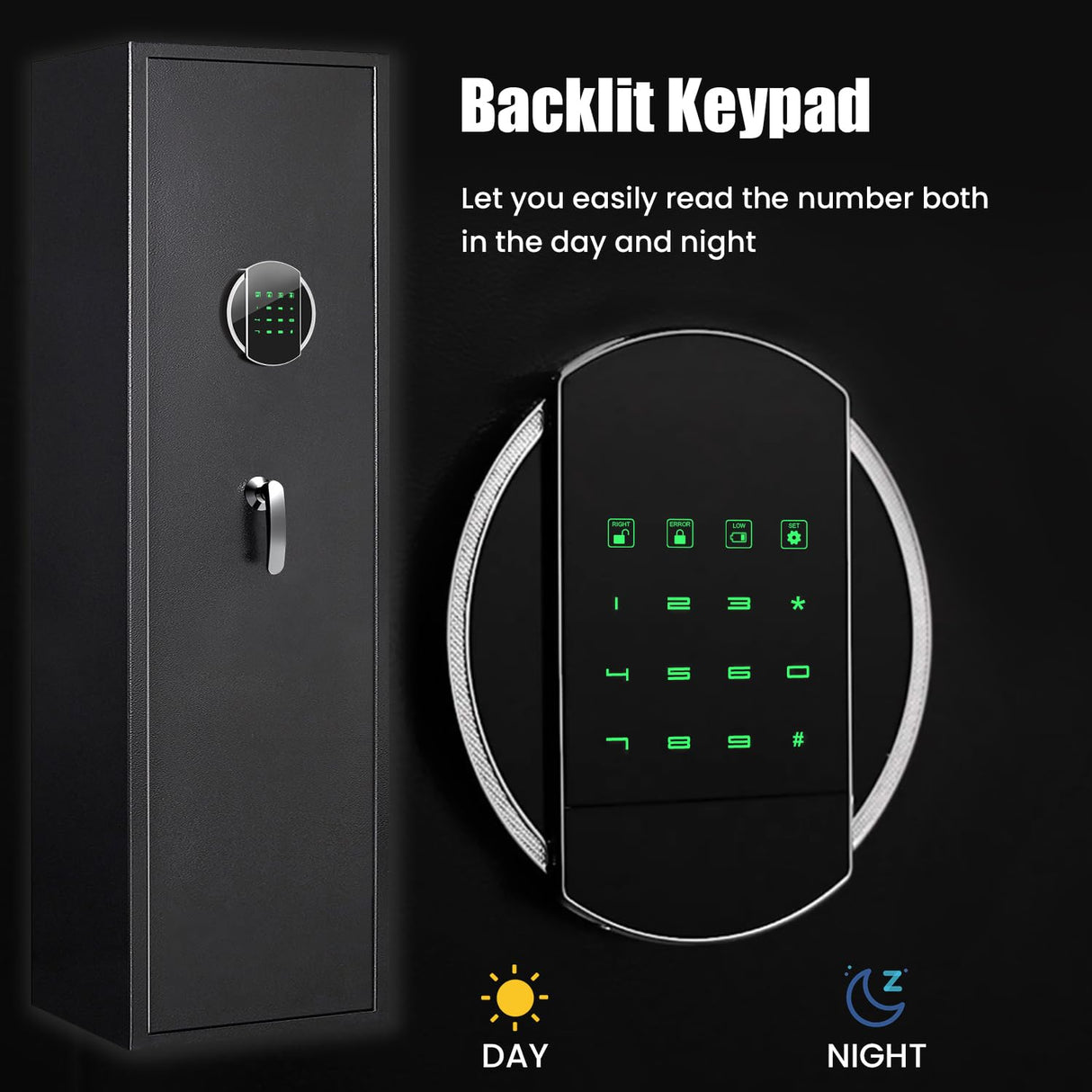 57" Rifle Gun Safe, Digital 5-6 Gun Safe for Rifles and Pistols, Shotgun Gun Safes for Home, Gun Safes for Home Rifle and Pistols with Backlit Keypad, Mute Mode, and Two Removable Shelves silkight