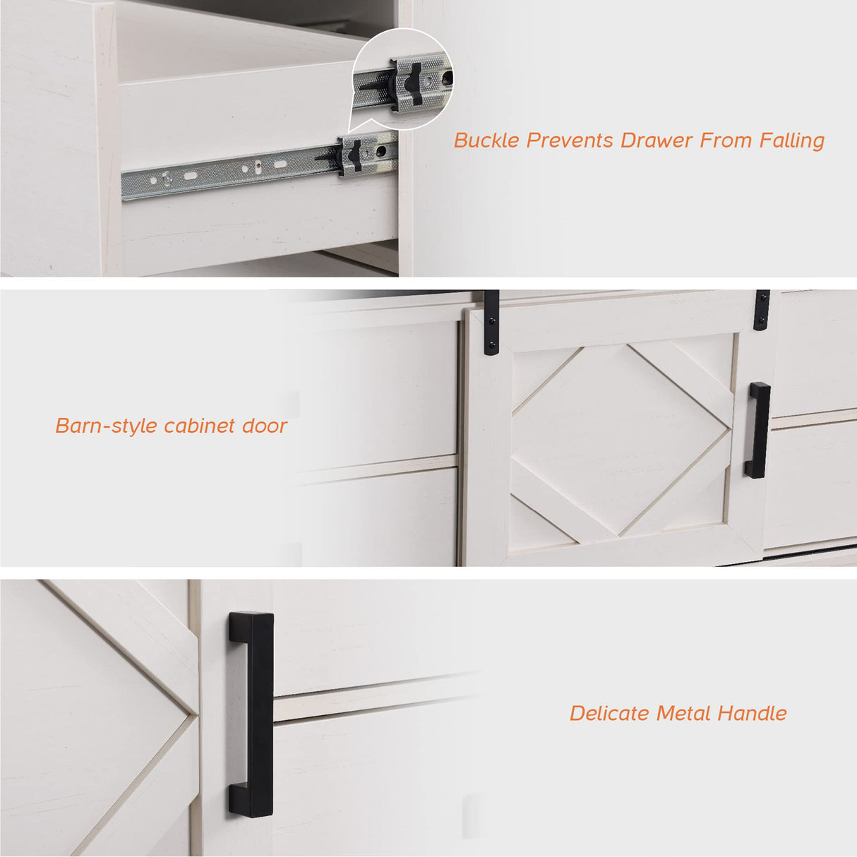 WAMPAT 98.4" Wide TV Stand for TVs up to 110",Faux Bark Finish Wood Entertainment Center with 4 Drawers and Adjustable Shelvs for Living Room,Antique White WAMPAT