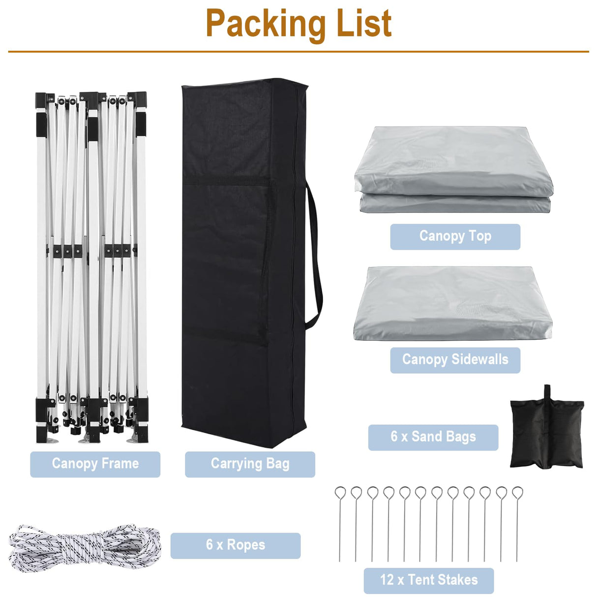 Susici 10x20 Pop Up Canopy Outdoor Tent Party Tent with 6 Sidewalls, Wedding Party Tent Outdoor Canopy Waterproof UV50 Canopy Tent Event Shelter for Parties, 6 pcs Weight Bag,Carry Bag, White susici