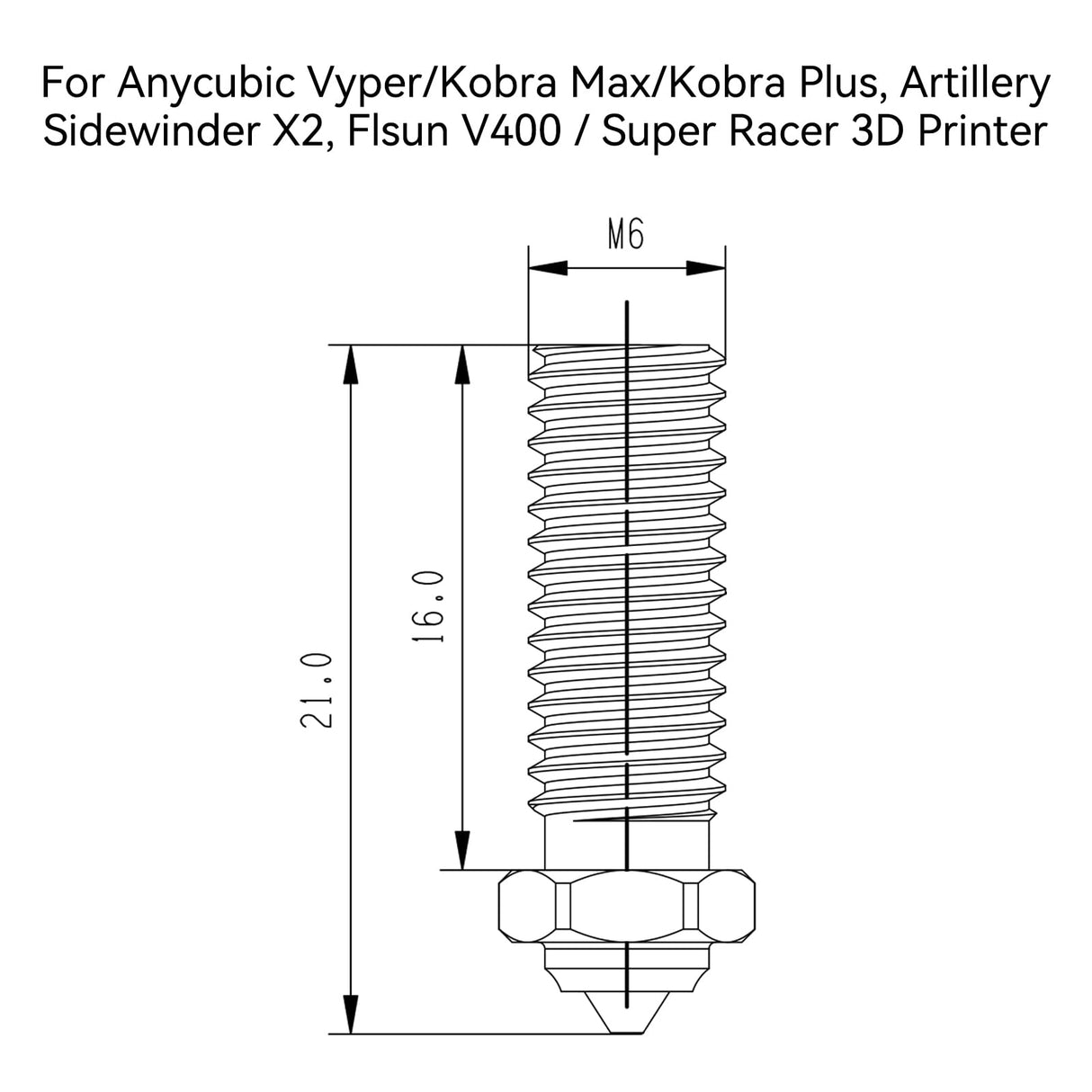 Upgrade Tungsten CarbideTip Bimetal Volcano 0.6mm Nozzles high Thermal Conductivity Abrasion Resistance for Anycubic Vyper/Kobra Max/Plus, Artillery Sidewinder X2 Flsun V400 Super 3D Printer Xirbbo