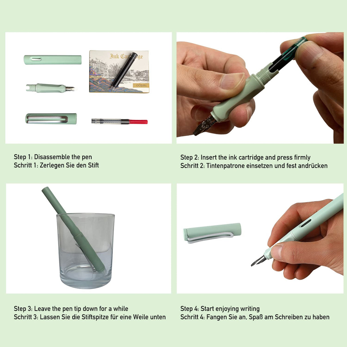 GC QUILL Calligraphy Fountain Pen Set- 7 with Different Nibs and 40 Ink Cartridges for Beginners- MU-09 GC QUILL