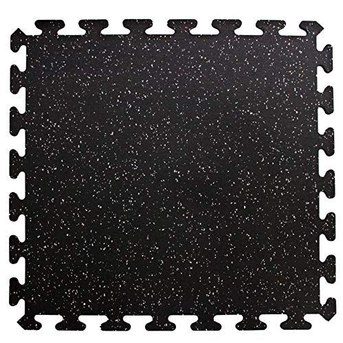 American Floor Mats Fit-Lock 3/8 Inch Heavy Duty Rubber Flooring - Interlocking Rubber Tiles (24" x 24" Tile) 10% Grey - Single Center Tile American Floor Mats