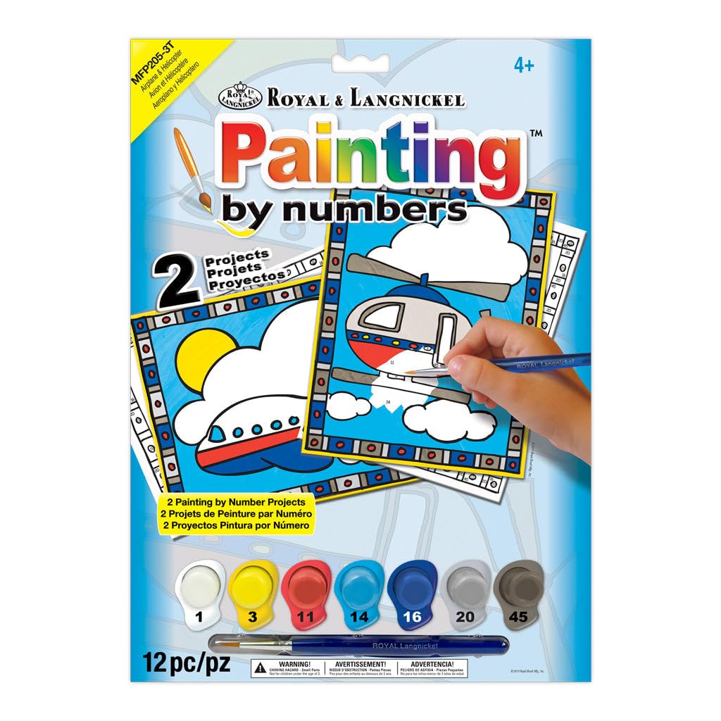 My First Paint By Number Kit 8.75"X11.375" 2/Pkg, Airplane & Helicopter Royal & Langnickel