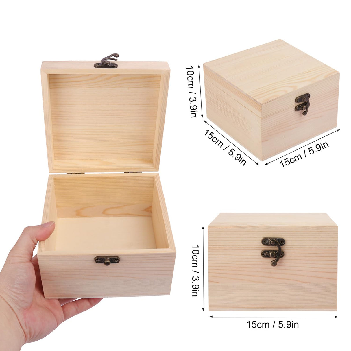 GNIEMCKIN 8 Pack Wooden Box, Unfinished Unpainted Wood Boxes for Crafts, DIY Projects, and Jewelry Storage (6x6x4 inch) GNIEMCKIN
