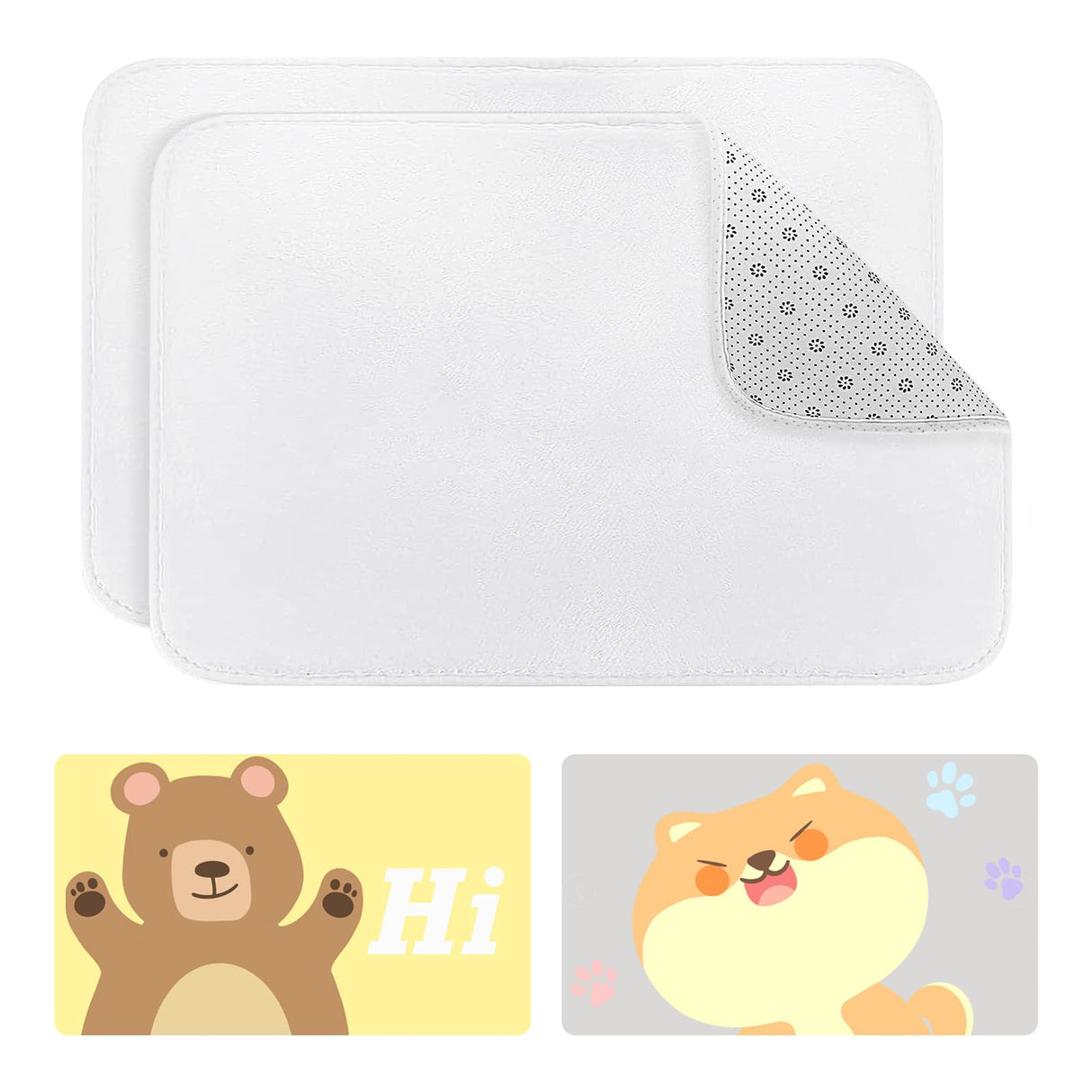 Jippedea Sublimation Blank Door Mats,2 Pack 23.6 x 15.7 Inch Heat Transfer Welcome White Mat,Dye Blanks Products Polyester Doormats for Bedroom Bathroom Entrance Non Slip Absorbent Jippedea