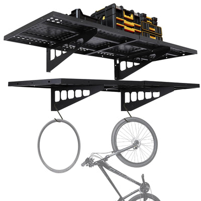 GarveeTech 2-Pack 1.6x4ft Garage Wall Shelving, Garage Storage Wall Garage Shelves for Wall Storage, Heavy Duty Garage Storage Rack Wall Mounted Floating Shelves, 560lbs Load Capacity