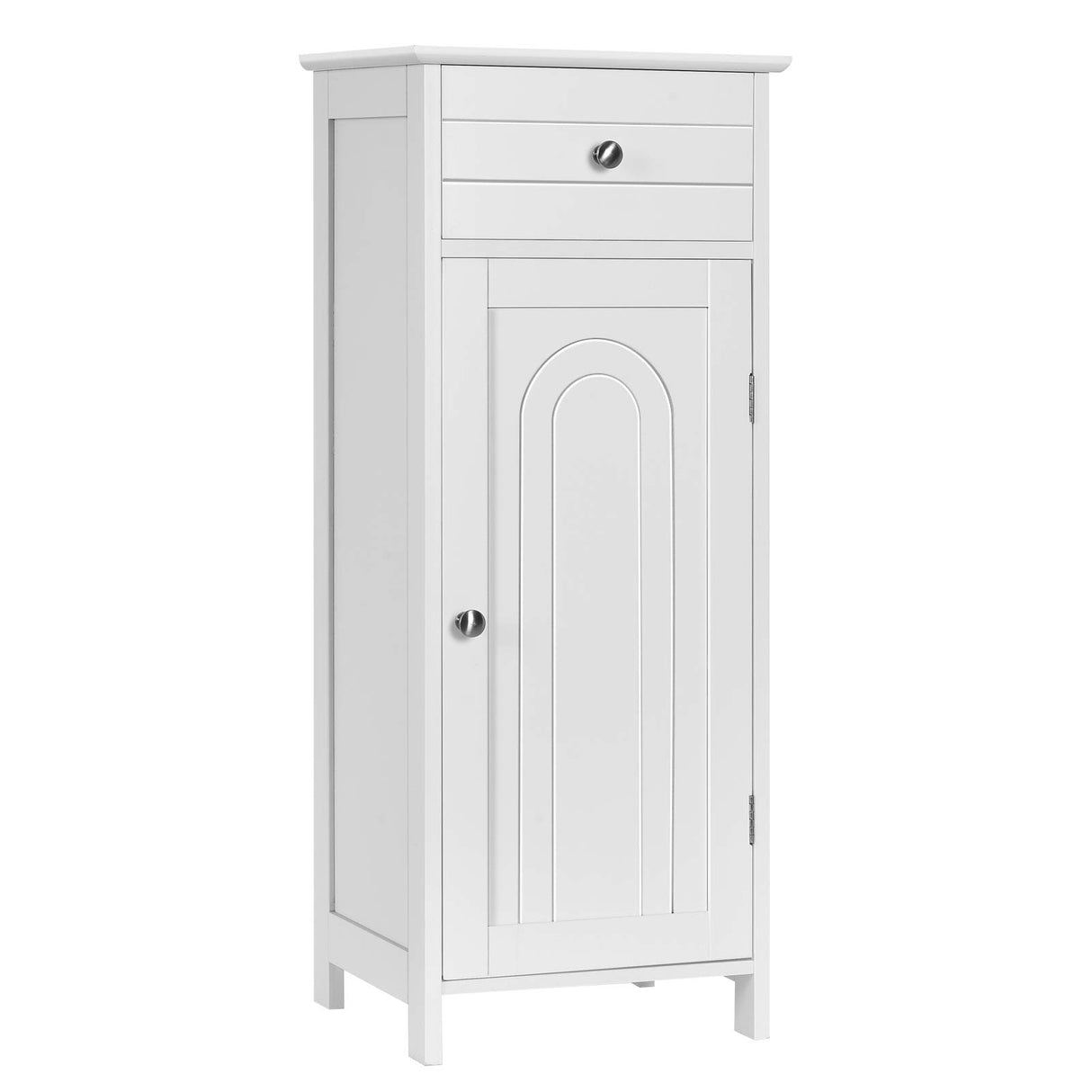 Tangkula White Wooden Bathroom Floor Cabinet with Large Drawer and Adjustable Shelves Tangkula