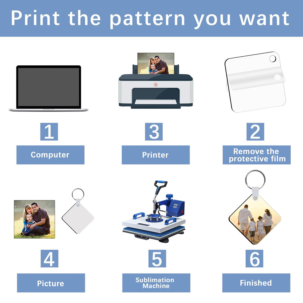 LaiHiulaan 240Pcs Sublimation Keychain Blanks Square Bulk Products Double Sides 80 MDF Sublimation Keychains Blank with 160 Rings and Clips Heat Transfer Sublimation Key Chain for DIY Craft LaiHiulaan