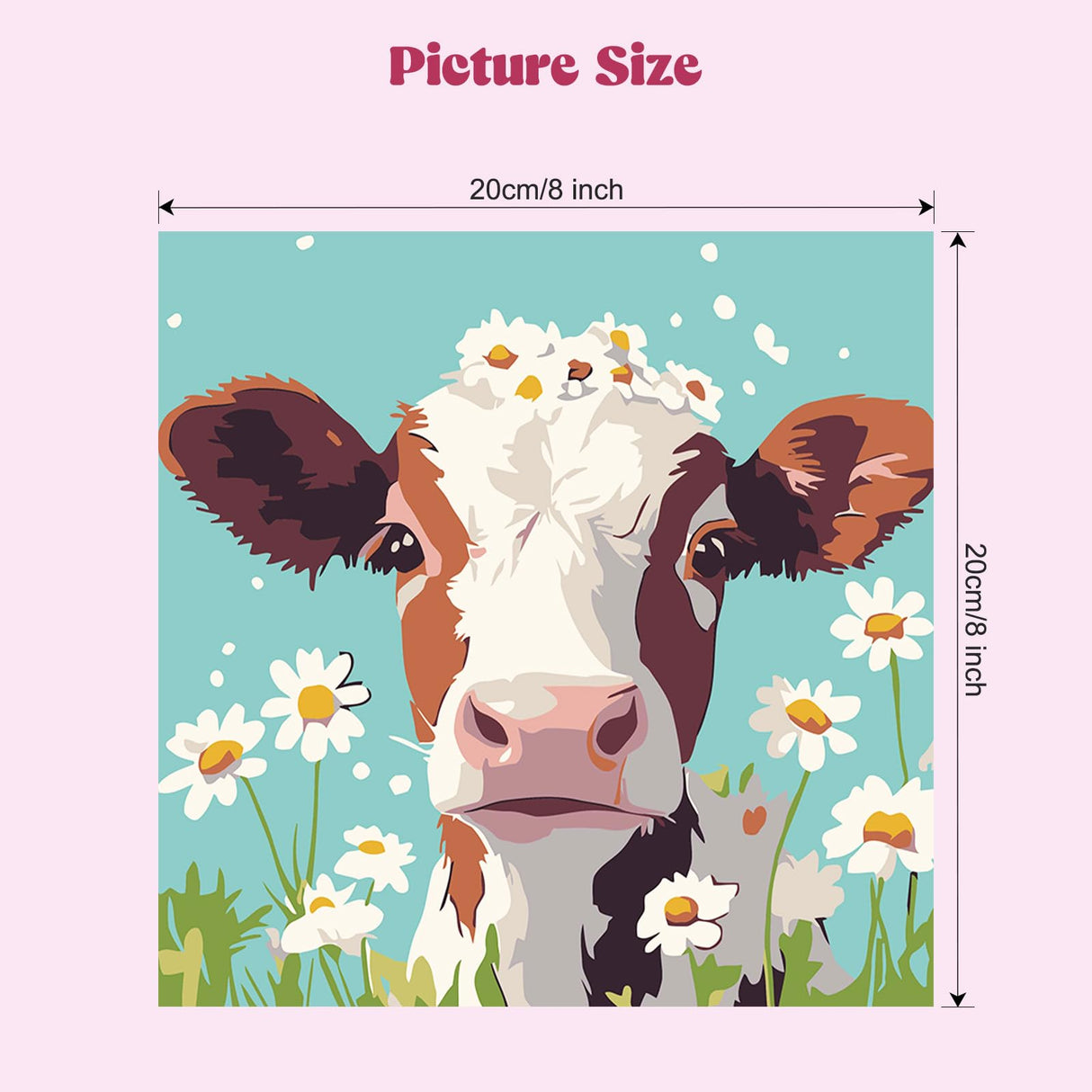 MXJSUA 4 Pack Framed Cute Animals Paint by Numbers for Kids Ages 6-12, Koala Fox Llama Cow Paint by Number Kits for Children Beginner, Acrylic Oil Painting for Home Wall Decor (8x8inch) MXJSUA