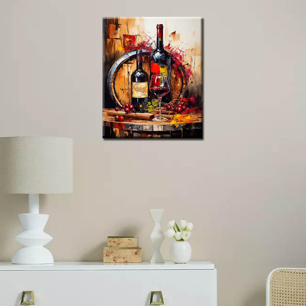 Red Wine Time Paint By Numbers For Adults Beginner Wooden Barrel and Fruits DIY Paint by Numbers Acrylic Paint Canvas Girls Bedroom Decor Painting Kits Dinner Art 16x20 Inch Beer Gift(Frameless ) TUMOVO