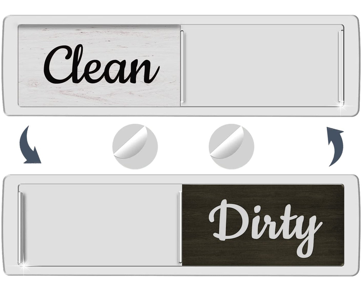 Oxepleus Dishwasher Magnet Clean Dirty Sign, Farmhouse Rustic Wood Design Black and White Non-Scratch/Easy to Read & Slide/Strong Magnetism Kitchen Storage and Decoration Accessories (A-Silver) Oxepleus