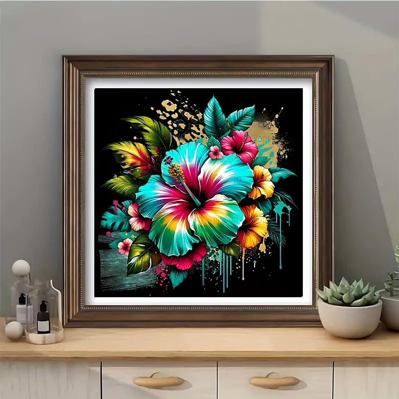 CXYQLC DIY 5D Diamond Painting Kits for Adults Diamond Art Hibiscus Flower Diamond Painting Full Drill Crystal Rhinestone Embroidery Craft Kits for Home Wall Decor Gifts 11.8x11.8inch CXYQLC