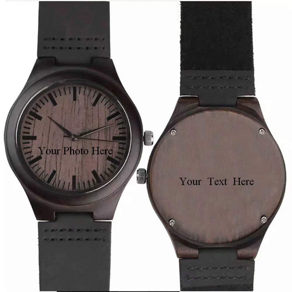 Godchoices Personwatch2-GODalized Wooden Watch with Photo Or Message Double-Side Engraving for Men Godchoices