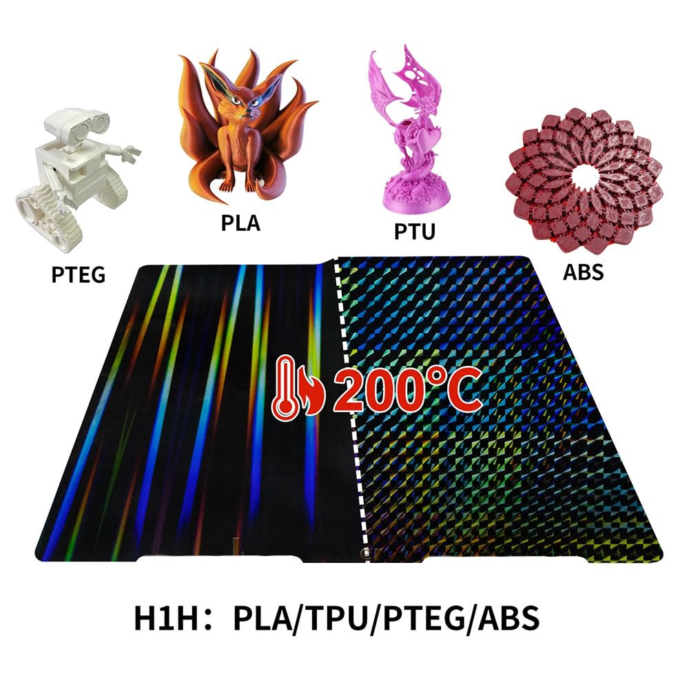 HysiPrui 3D Printer Kobra 3 Build Plate Platform Double Sided H1H Smooth Surface Build Plate Sheet, Flexible Removable Heated Bed Platform Mat for Anycubic Kobra 3/Kobra 3 Combo 256x268mm HysiPrui