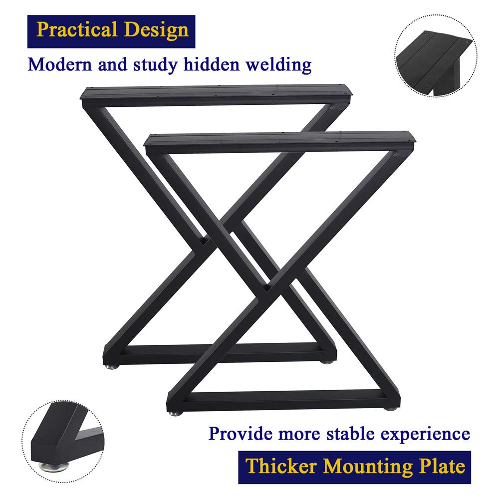 Metal Desk Legs 28 Inch Table Legs Heavy Duty Industrial Black Table Legs Z Shape Table Legs DIY Table Legs,Furniture Legs(H28”xW18”,Set of 2) TIEOU