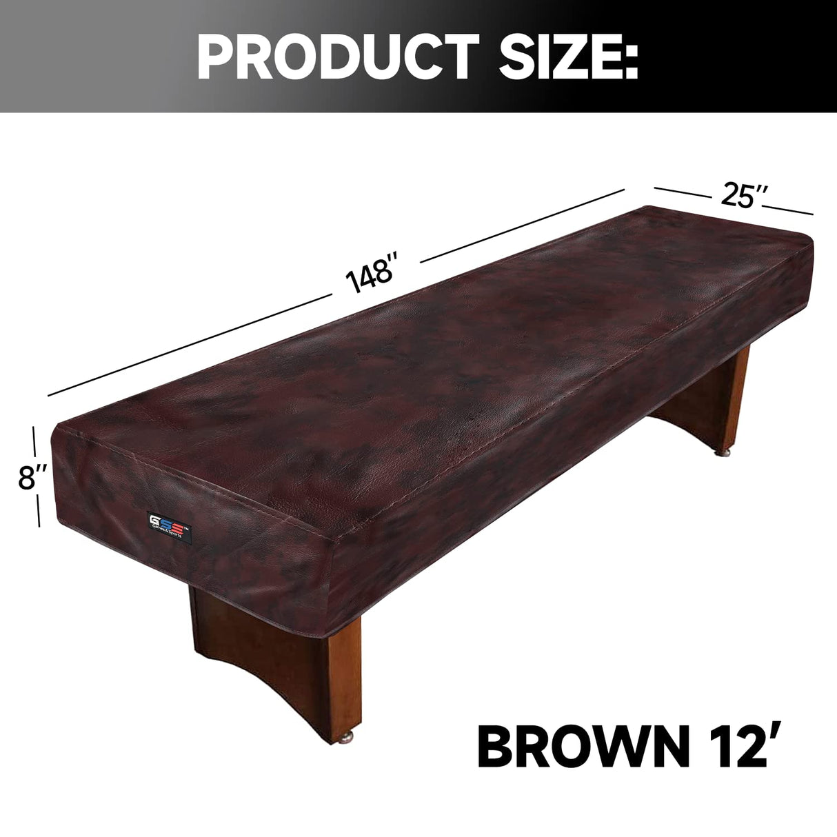 GSE 12' Heavy-Duty Leatherette Shuffleboard Table Cover for Shuffleboard Table Accessories(Brown) GSE Games & Sports Expert
