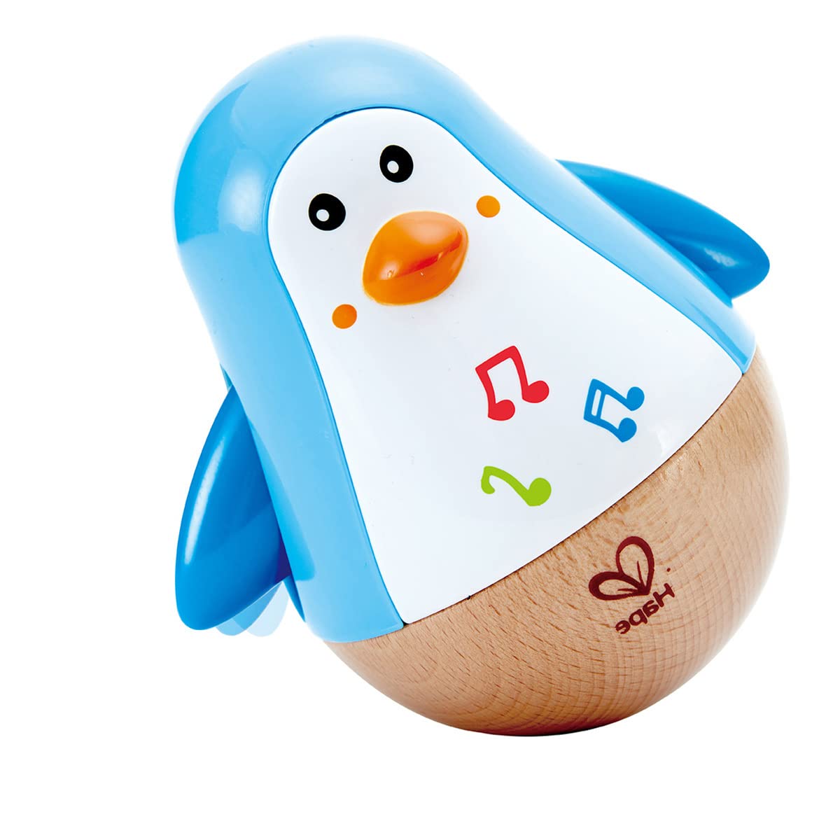 Hape Penguin Musical Wobbler | Colorful Wobbling Melody Penguin, Roly Poly Toy for Kids 6 Months+, Multicolor, 5'' x 2'' (E0331) , Blue Hape