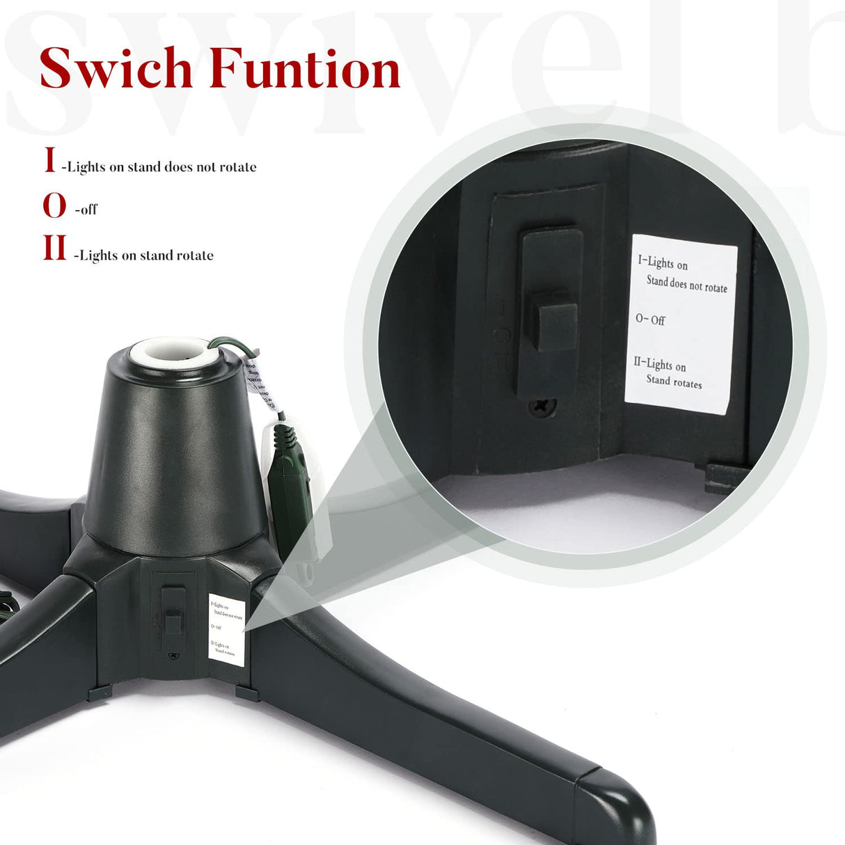 EZCHEER Rotating Christmas Tree Stand, 360-Degree Rotating Adjustable Tree Stand for up to 7.5ft Tall and 80lbs, Spinning Christmas Tree Stand with 3 Adjustable Settings EZCHEER