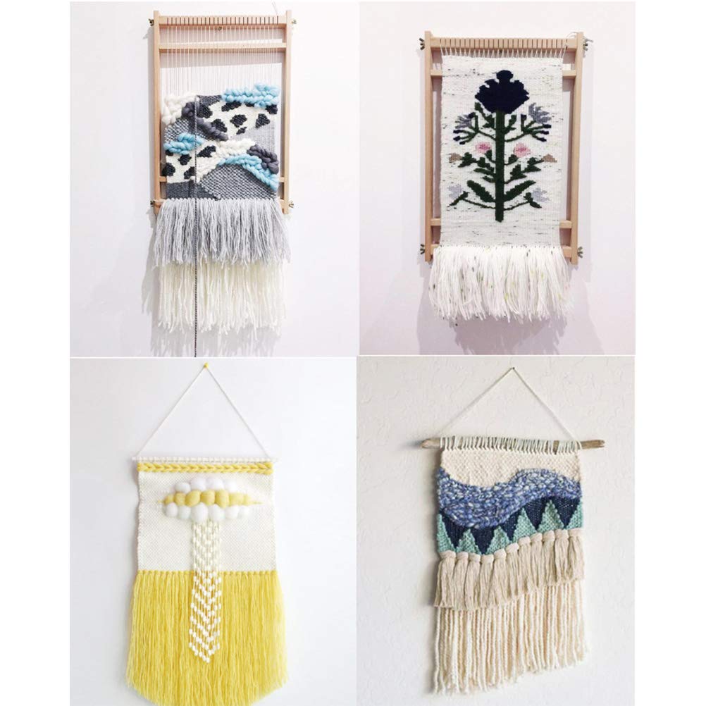 FOCCTS Wooden Multi-Craft Weaving Loom Large Frame 9.84 x 15.35 x 1.3inch, Tapestry Loom Wooden Weaving Loom Creative DIY Weaving Art for Kids, Beginners and Expertsrt FOCCTS