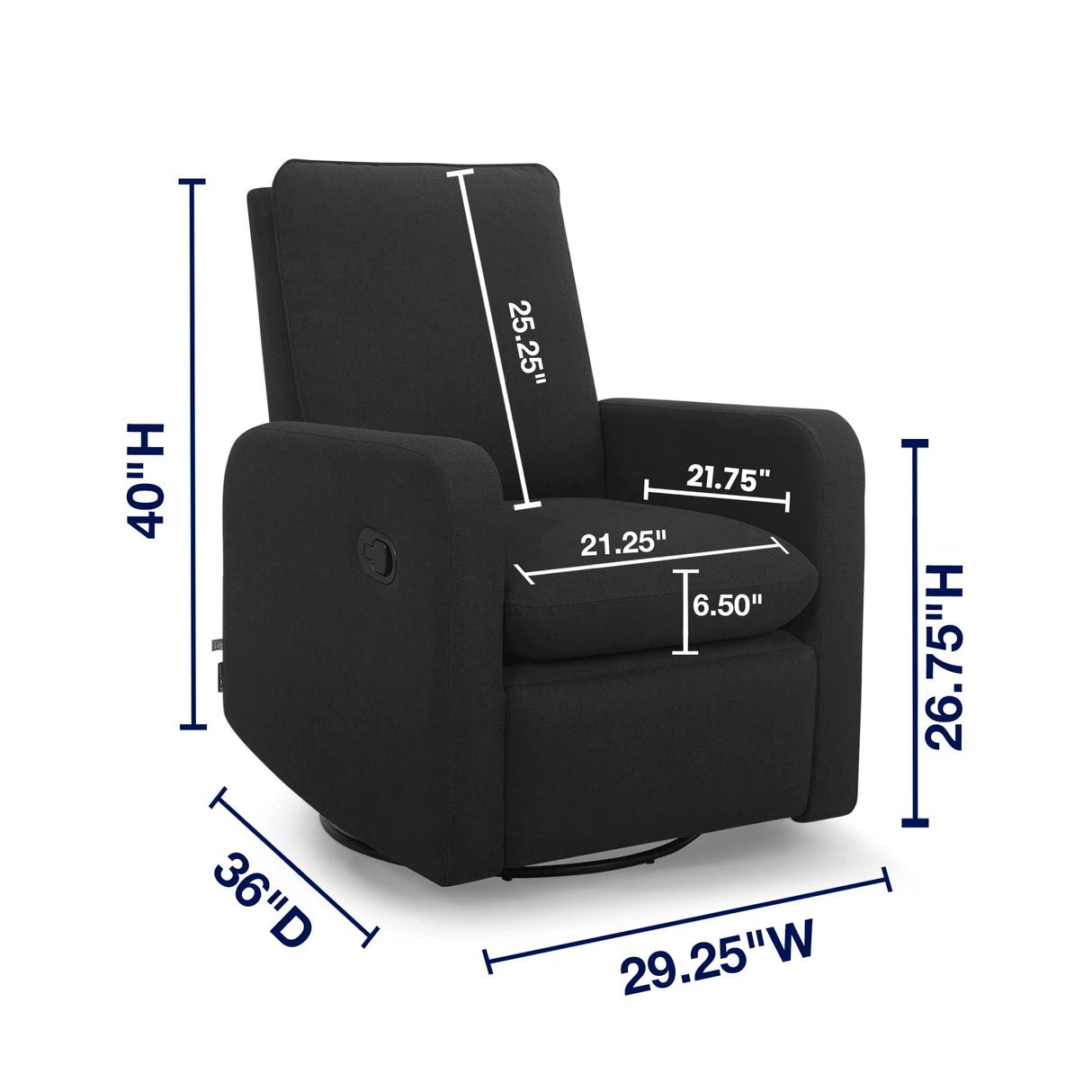 GAP babyGap Cloud Recliner with LiveSmart Evolve - Sustainable Performance Fabric, Jet Black Delta Children