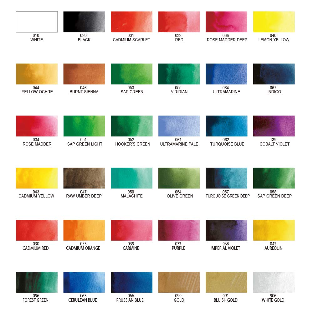 Kuretake GANSAI TAMBI Watercolor Paint Set 36 Colors, Professional-quality art supplies for artists adult painting sketching, Non-Toxic, Made in Japan Kuretake