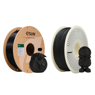 eSUN Black PLA Filament 1.75mm, 1kg Pine PLA Plus Cardboard Spool + 1kg Matte PLA Reusable Spool Set, 3D Printing Filament Fits for Most FDM 3D Printers