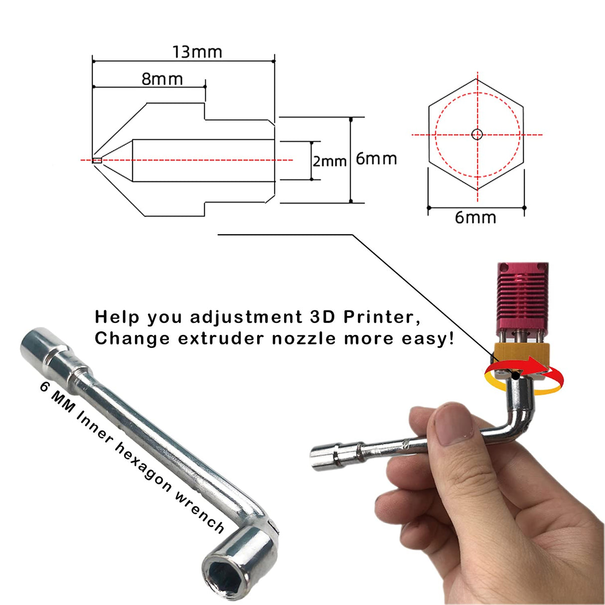 XIFOWE MK8 Nozzles 24 pcs 3D Printer Extruders Brass Nozzles 0.2mm, 0.4mm,0.6mm, 0.8mm, 1.0mm CR-10 Nozzle with DIY Tools and Metal Storage Box for CR-8 / CR-10 / Ender 3 / Ender 3S / 5/6 and so on… XIFOWE