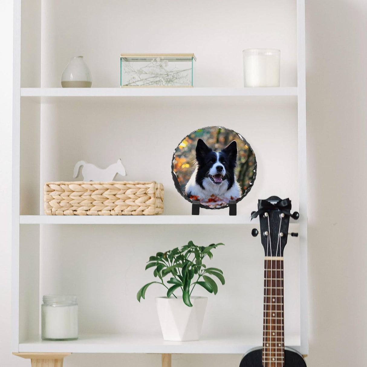 YOUKE OLA 10 Pack Sublimation Slate Blanks with Display Holder, Plaque Rock Stone Customized Picture Memorial Stone Frame, Personalized Photo Gifts for Heat Transfer, 5.9"X5.9" Round YOUKE OLA