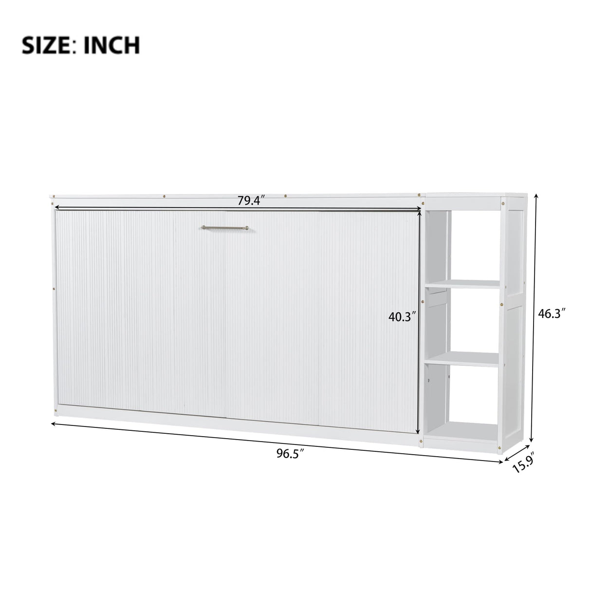 RuiSiSi Horizontal Murphy Bed Twin with Storage, Hideaway Wall Bed with Bookcase, can be Folded into a Cabinet, Twin Murphy Bed Cabinet Space-Saving for Guest Room Bedroom Office, White RuiSiSi