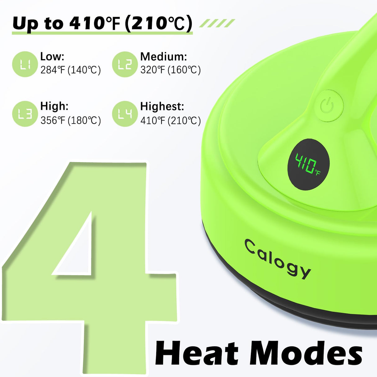 Calogy Mini Heat Press, 5" Diameter Round Heat Press Machine for T-Shirt Portable, 4 Levels Temp Max 410℉, Small Iron for Crafts, Coaster, Bag, Pillow, Ceramic, Sublimation Ink Vinyl Transfer (Green) Calogy