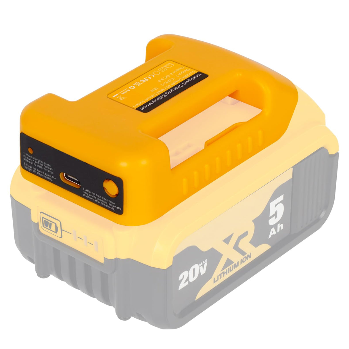 Battery Adapter Compatible with Dewalt 18V/20V Battery Adaptor with USB Charger & Type-C PD Power Source Charger for 20v 18V MAX Lithium Battery(Adapter Only) ADPLIFE