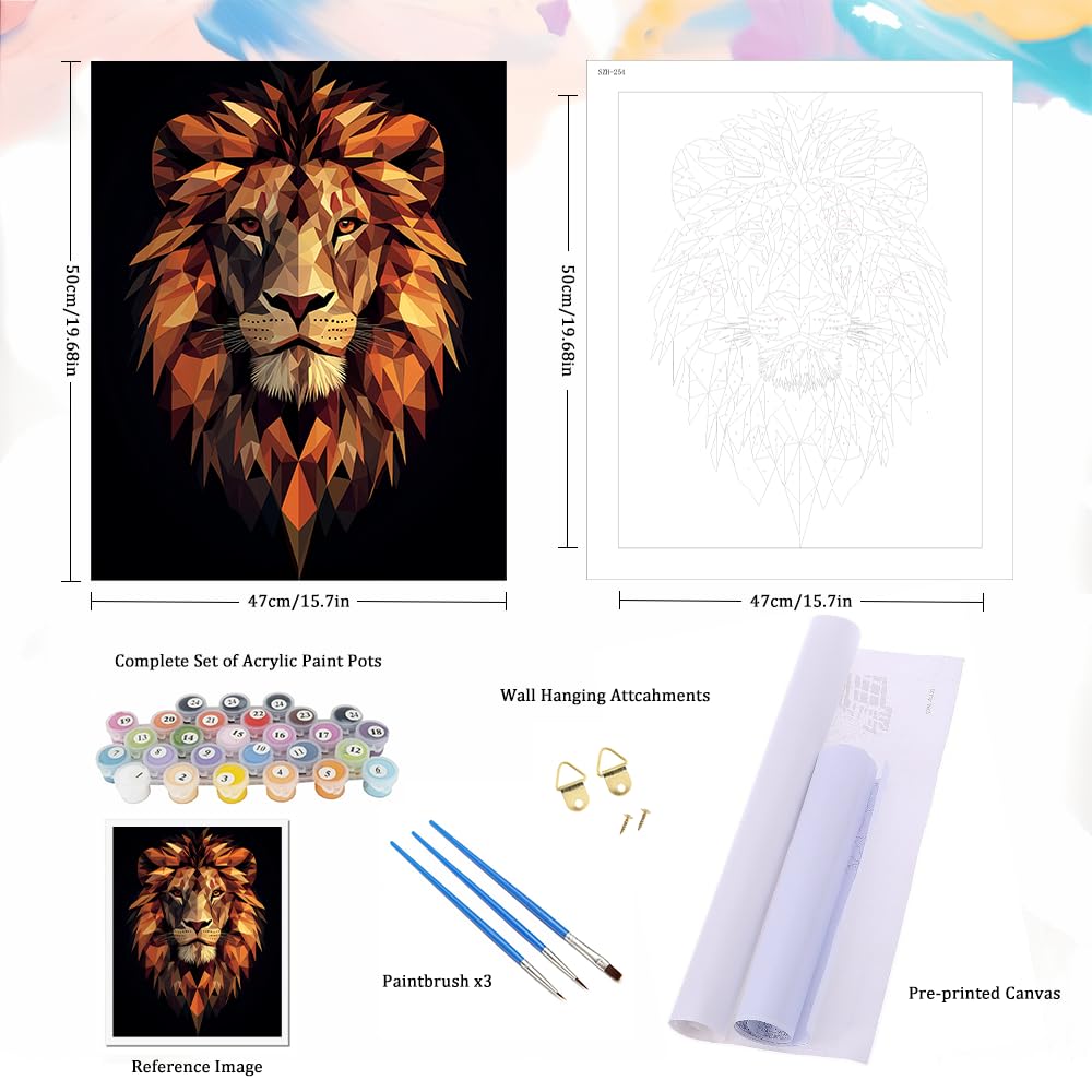 Natuyalo Lion Totem DIY Paint by Numbers for Adults, Animals Abstract DIY Adult Paint by Number Kits Acrylic Canvas Painting for Adults Beginners Art Crafts, No Frame (16" x 20") Natuyalo