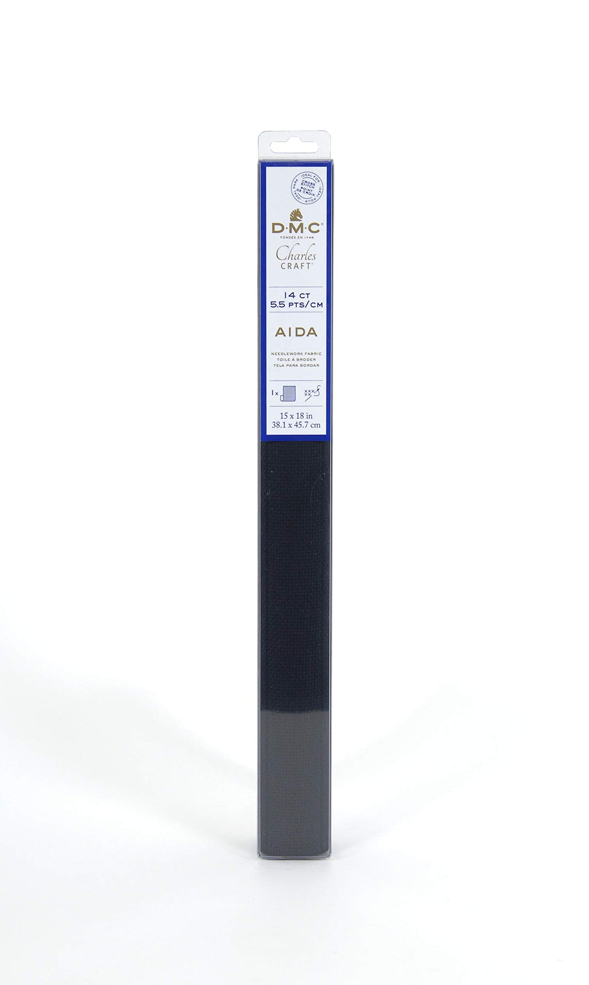 DMC Charles Craft Gold Standard Aida 14 Count 15"X18" Box, Black DMC