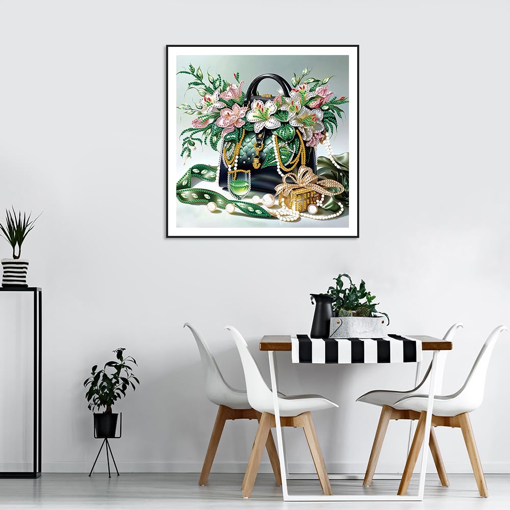 Acudotr Diamond Painting Kits for Adults Handbag, 5D Special Shape Diamond Art Kits for Beginners, Crystal Rhinestones Diamond Painting for Home Wall Decoration, 12×12 Inch Acudotr