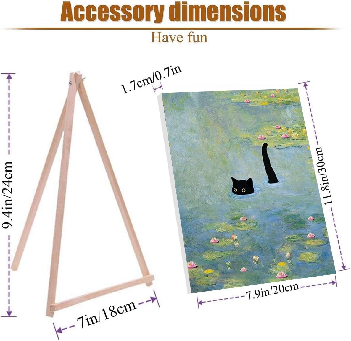 Black Cat Pond Paint by Numbers Kit for Adults with Framed - Paint by Number with Wooden Easel DIY Nice Box Acrylic Oil Painting,for Wall Decor 8x12inch VIGEGU