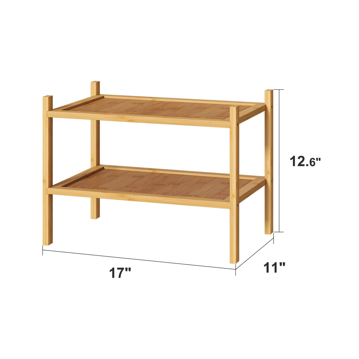 kiplant Small Shoe Rack, 2-Tier Bamboo Wood Shoe Rack for Entryway, Stackable Shoe Organizer for Hallway Closet, Free Standing Shoe Racks for Indoor & Outdoor kiplant