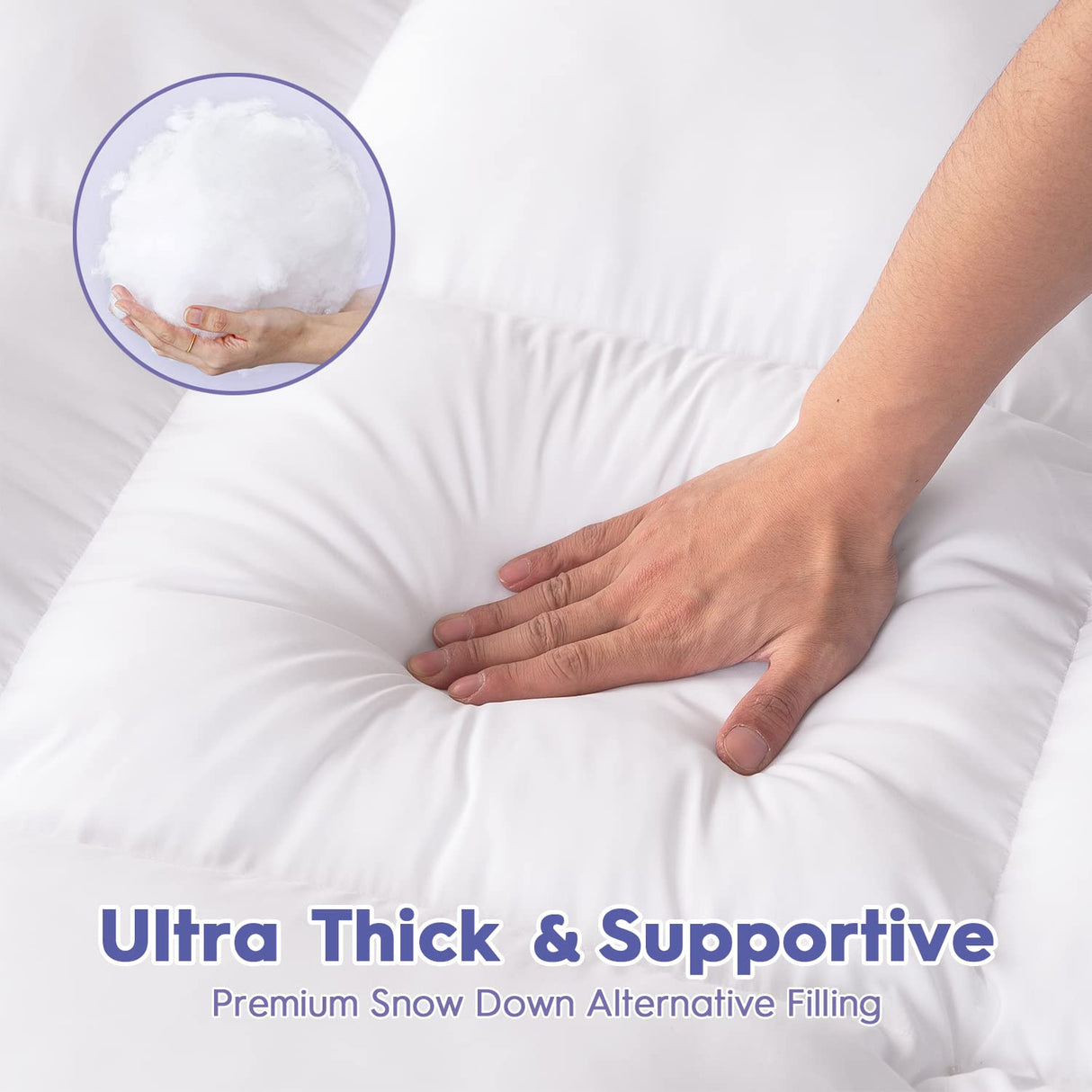 ABENE Twin Size Mattress Topper for Back Pain Relief, Extra Thick Mattress Pad Pillowtop, Soft Plush Mattress Cover Bed Topper with Deep Pocket, Overfilled Down Alternative Filling, White ABENE