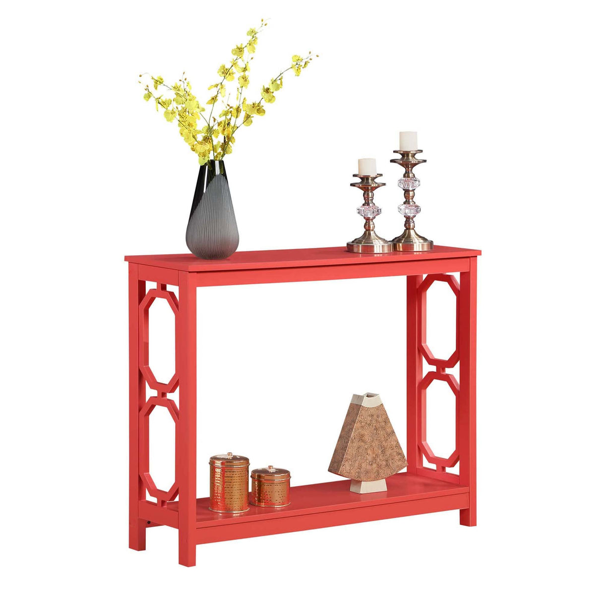Convenience Concepts Omega Console Table with Shelf, Coral Convenience Concepts