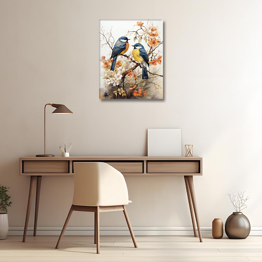 HULDFRDA Paint by Numbers for Adults Birds Paint by Number Adult Paint by Number Kits Bird Paint Painting by Number DIY Adult Paint by Number Kits on Canvas with 3 Paint Brushes,16x20 Inch HULDFRDA