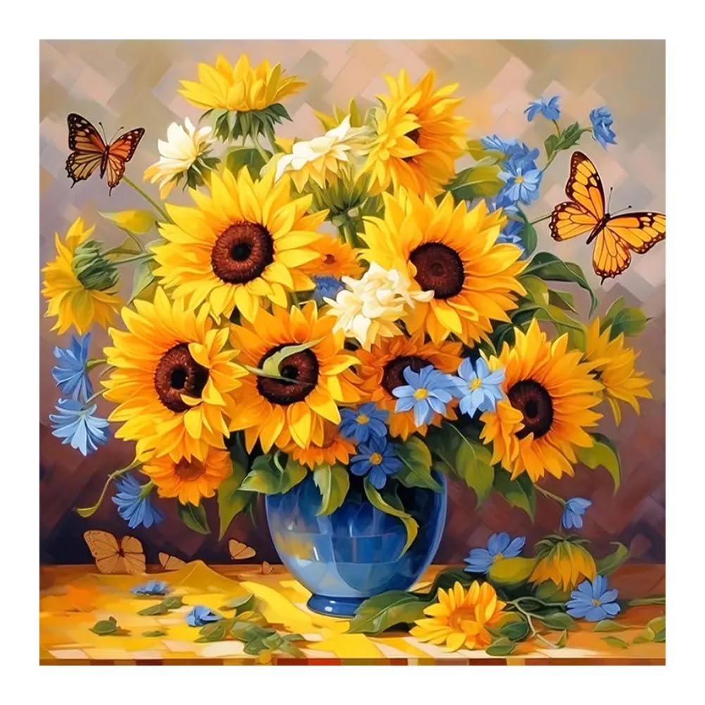 SJUTOUCI Diamond Art Painting Kits for Adults, Sunflower Diamond Art Kits for Beginners, 5D DIY Full Drill Gem Craft for Home Decor Gift 12x12 inch/30x30cm, Flower SJUTOUCI