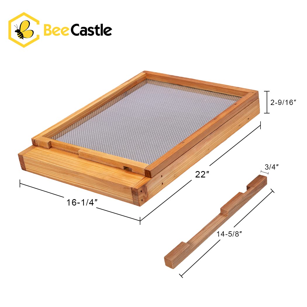 BeeCastle Beehive Screened Bottom Board Dipped in 100% Beeswax,Screened Bottom Board with Solid Wood (10-Frame) BeeCastle