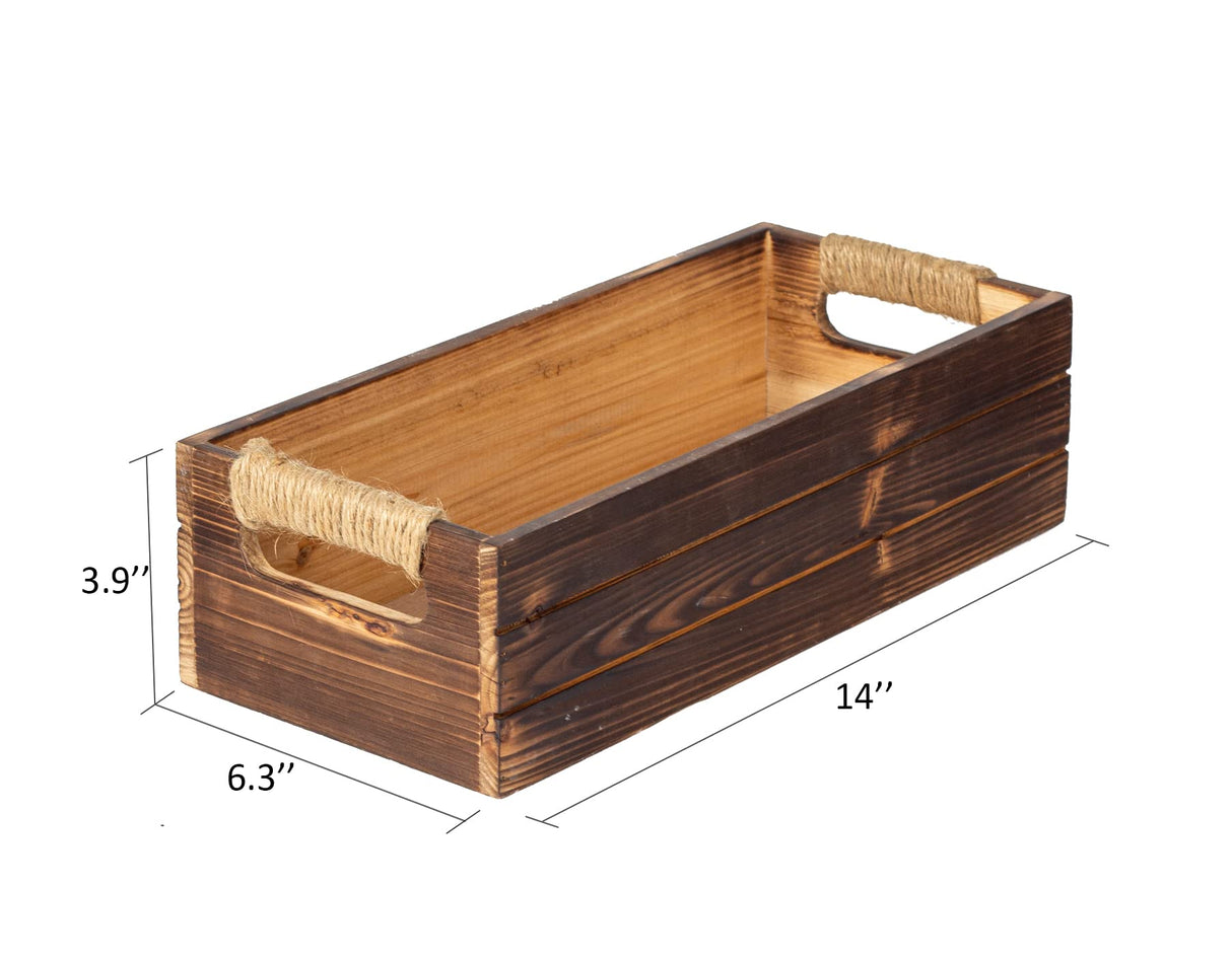 TIMRIS Rustic Wooden Box, Farmhouse Bathroom Decor Box, Wooden Toilet Paper Holder, Toilet Tank Basket, Decorative Storage Container Box (Rustic Brown) TIMRIS