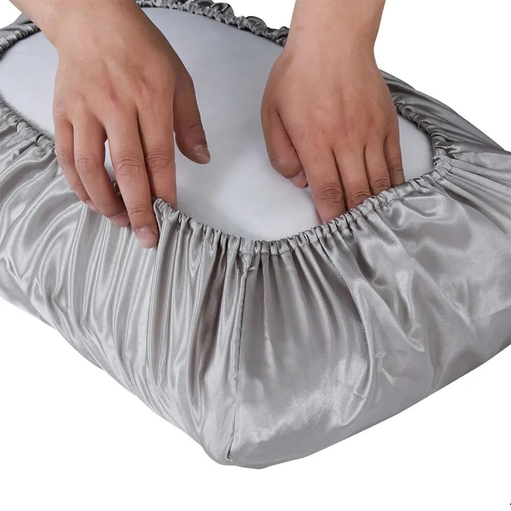 2 Packs Silk Satin Pillowcases for Hair and Skin. Decorative Luxurious Travel Elastic Band Satin Pillowcase. No Zipper, Folded Soft Blank Pillow Covers. Perfect for Travel and DIY Sublimation - Grey TornadoZ