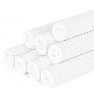 8 PCS Linen Embroidery Fabric, Pre-Cut Solid Color 12 × 12 Inch Square Needlework Fabric, Sewing Quilting Cloth for DIY Garment Crafts, Embroidery Project, Bright White