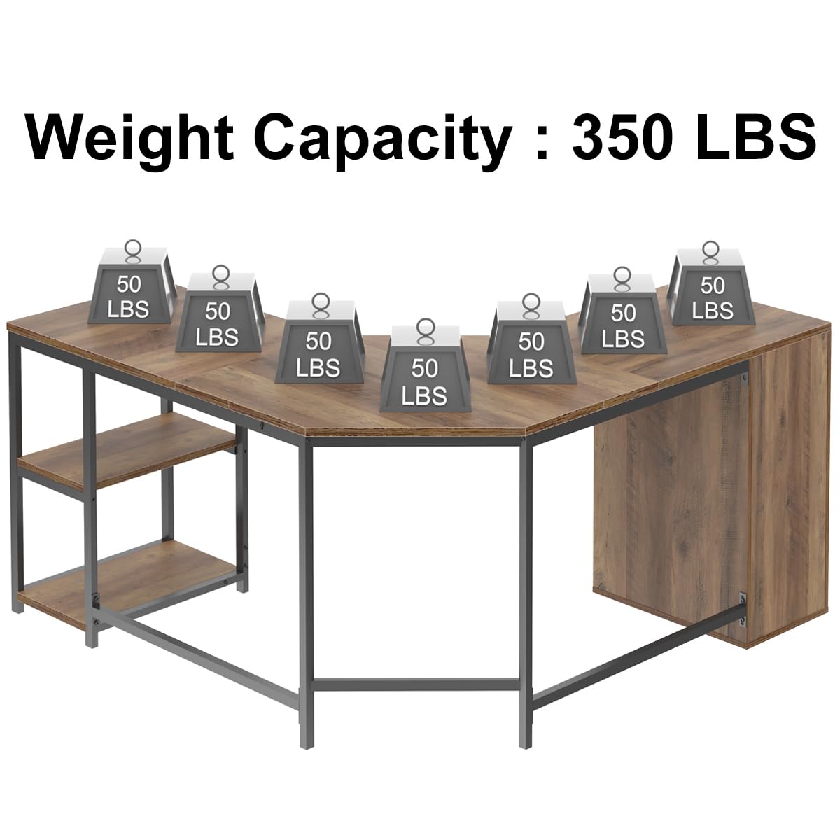 LVB Rustic L Shape Computer Desk with File Cabinet, Reversible Corner L-Shaped Desk with Drawers Storage Shelf, Modern Large Wood L Shaped Work Study Writing Gaming Desk Table for Home Office, 60 in LVB