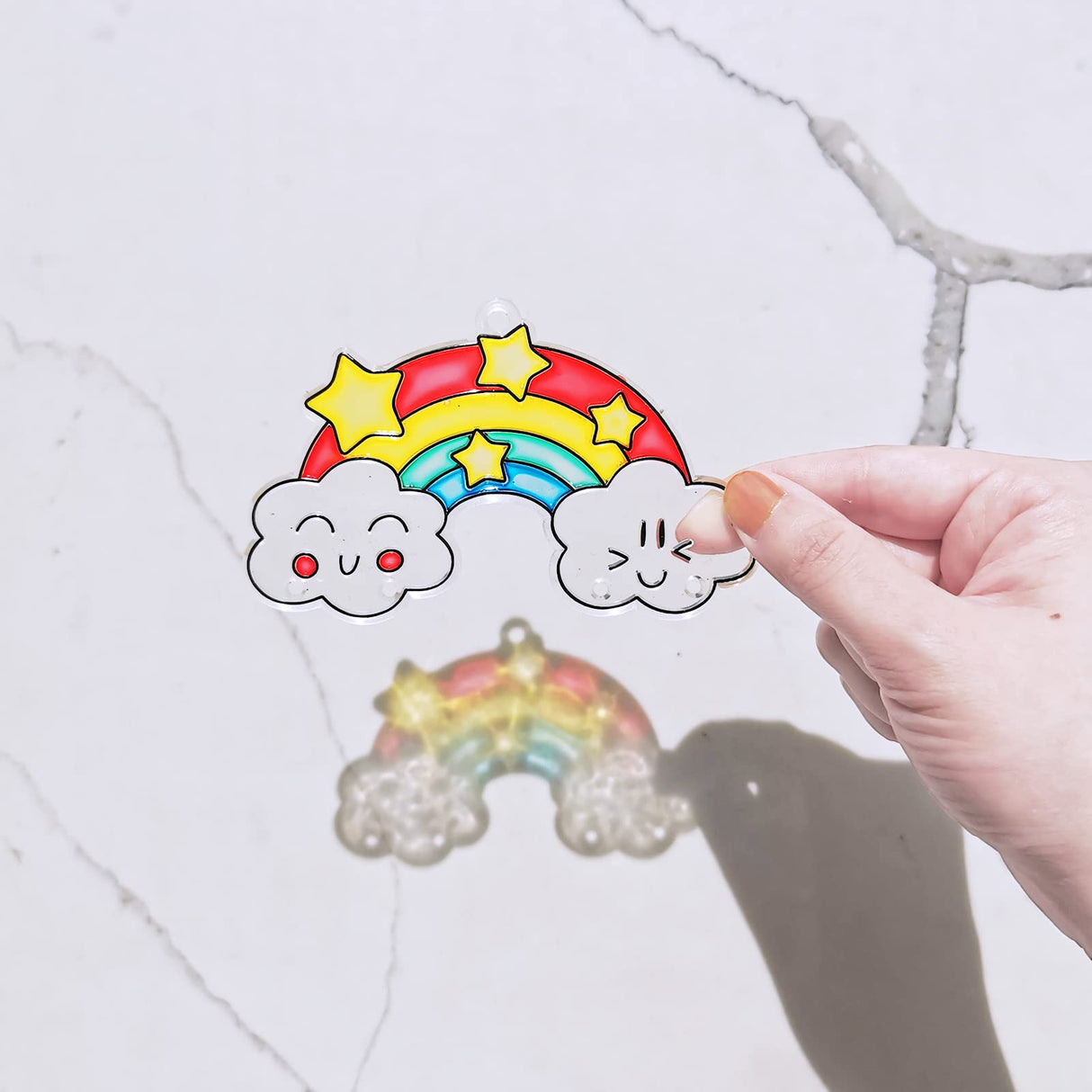 Winlyn 24 Sets Rainbow Suncatchers Ornaments Decorations DIY Window Paint Art Suncatchers Craft Kits Hanging Rainbow Sun Catchers for Kids Spring Summer Home Classroom Party Activity Art Project Winlyn