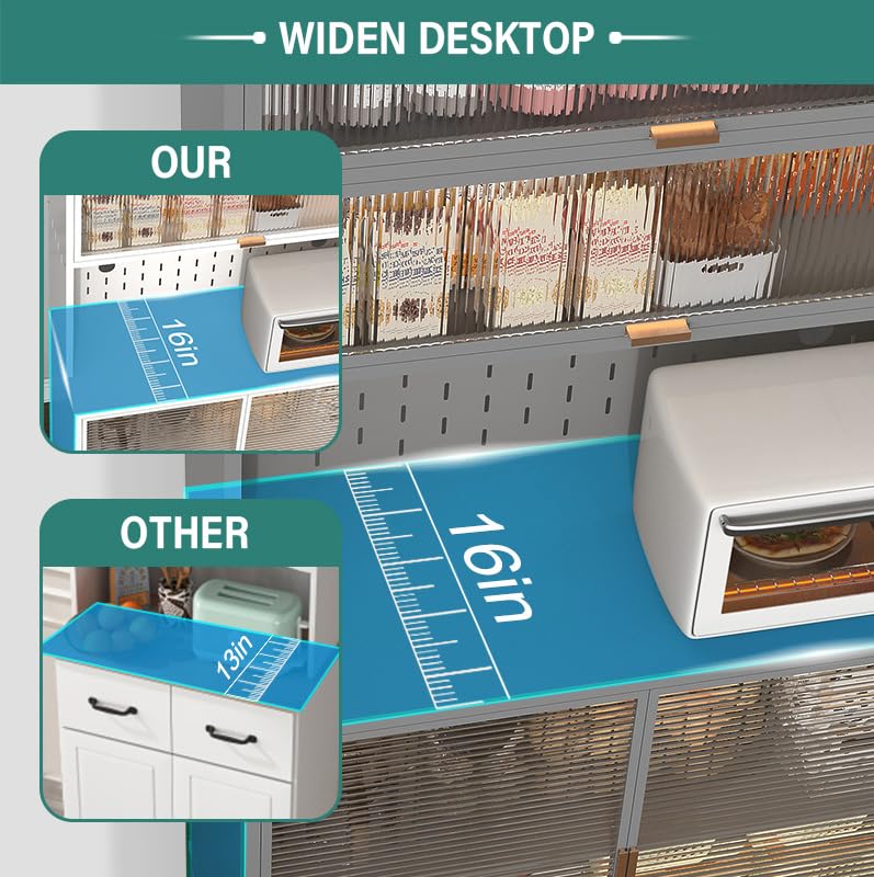 Nobilsteel 73‘’ Tall Kitchen Pantry Storage Cabinet, Metal Pantry Cabinet with Microwave Shelf and Door, Anti-Tip Design Hutch for Kitchen, Dining Room, Living Room Nobilsteel