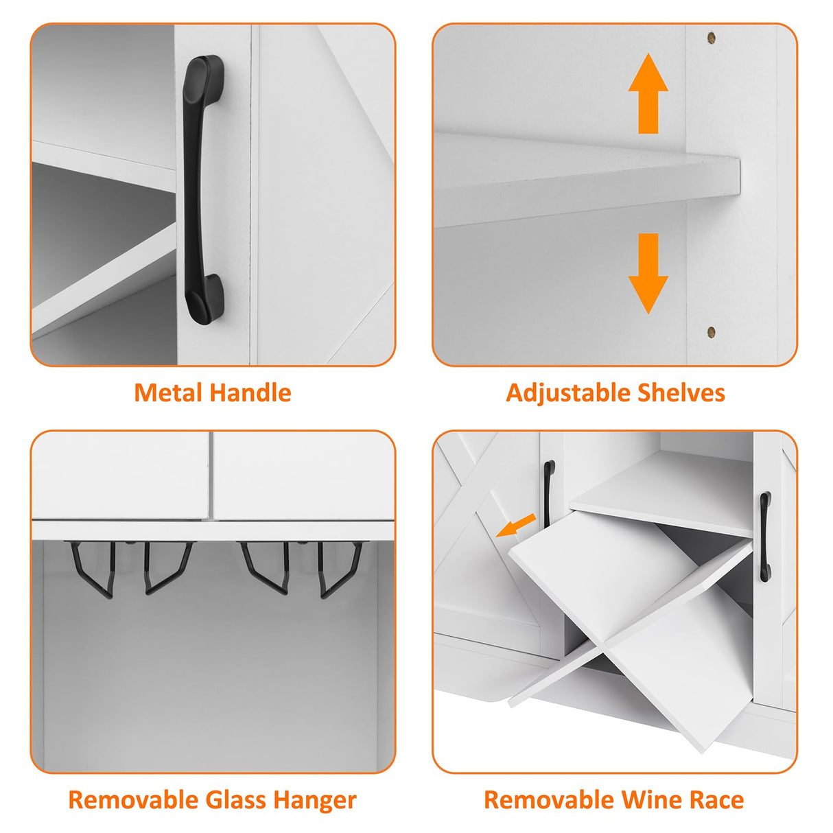 Buffet Cabinet with Storage,Sideboard Kitchen Storage Cabinet41.7 L x15.5 W x 47" H Farmhouse Coffee Bar Cabinet, with 2 Drawers and Shelves,Coffee Station Home Liquor Bar,White Mufico