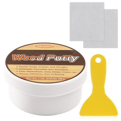 SEISSO Wood Putty, Water-Based Wood Filler, White Wood Putty for Trim, Wood Filler Paintable, Stainable, Wood Furniture Repair kit - Restore Wooden