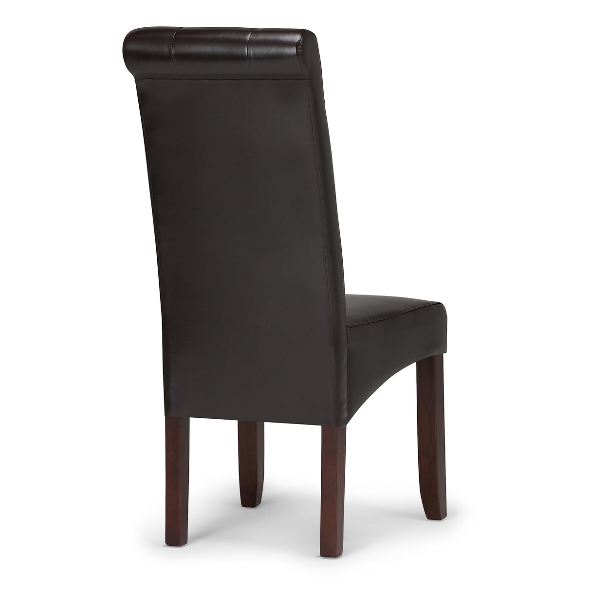 SIMPLIHOME Cosmopolitan Parson Dining Chair (Set of 2), Tanners Brown Faux Leather and SOLID WOOD, Square, Upholstered, For the Dining Room, Contemporary Modern SIMPLIHOME